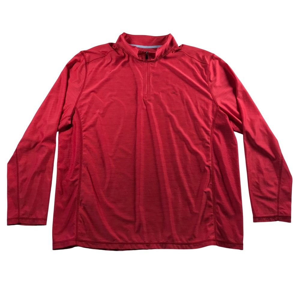 Tommy Bahama IslandZone Mens XXL Red Quarter Zip Pullover Performance Shirt